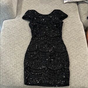 Dress the Population Black Sequin Mini Cocktail Dress